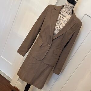 New York & Company Taupe Notch-Lapel Blazer and Skirt
